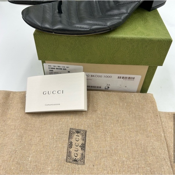 Women’s Gucci double G block heel quilted leather sandals, size 36 made in Italy - Picture 8 of 9